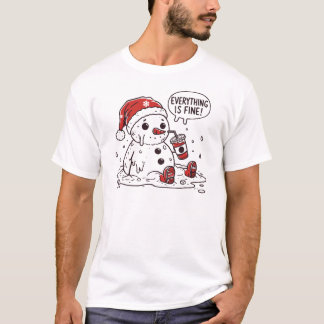 Camiseta Navidades Snowman Todo Está Bien Fundido