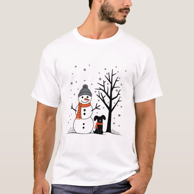 Camiseta Navidades Snowman Xmas Dog Winter (Anverso)