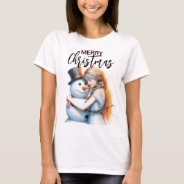 Camiseta Navidades Snowman Y Un Chica