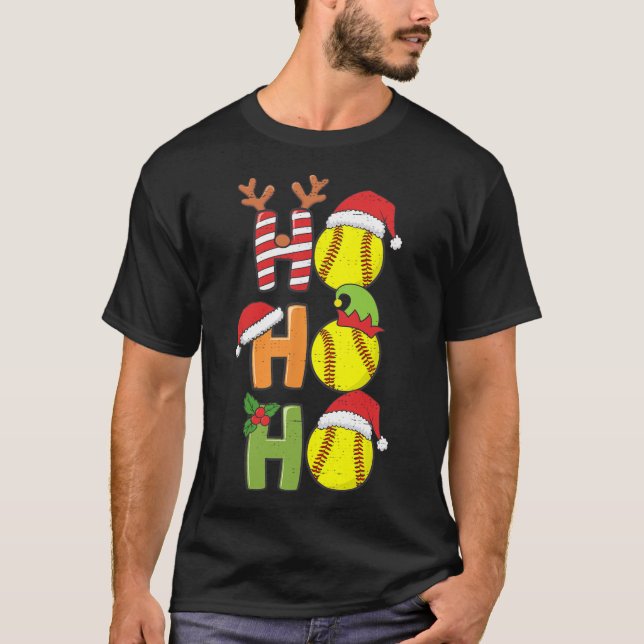 Camiseta Navidades Softball Ho Ho Ho Softball Xmas Sport Me (Anverso)