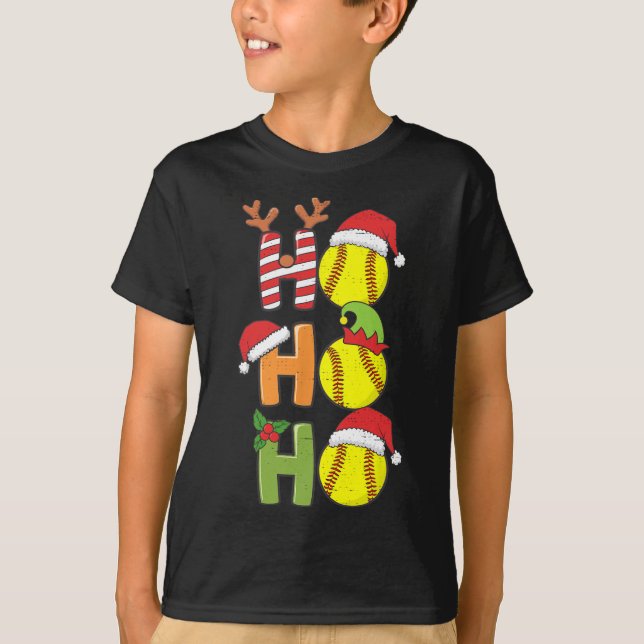 Camiseta Navidades Softball Ho Ho Ho Softball Xmas Sport Me (Anverso)
