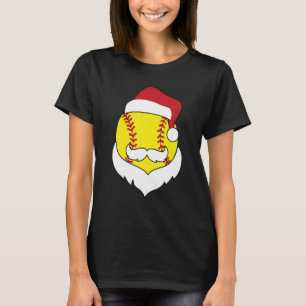 Camiseta Navidades Softball Santa Hat Beard Xmas Sport Boy