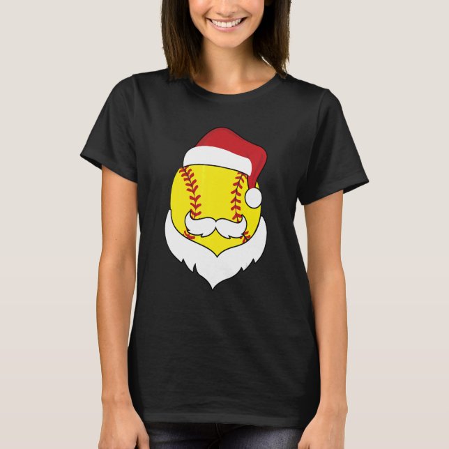 Camiseta Navidades Softball Santa Hat Beard Xmas Sport Boy (Anverso)