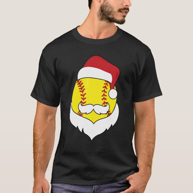 Camiseta Navidades Softball Santa Hat Beard Xmas Sport Boy (Anverso)