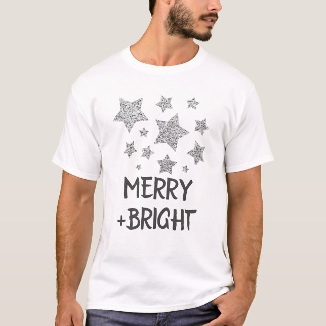 Camiseta Navidades Sparkle Stars Merry brillante (Anverso)