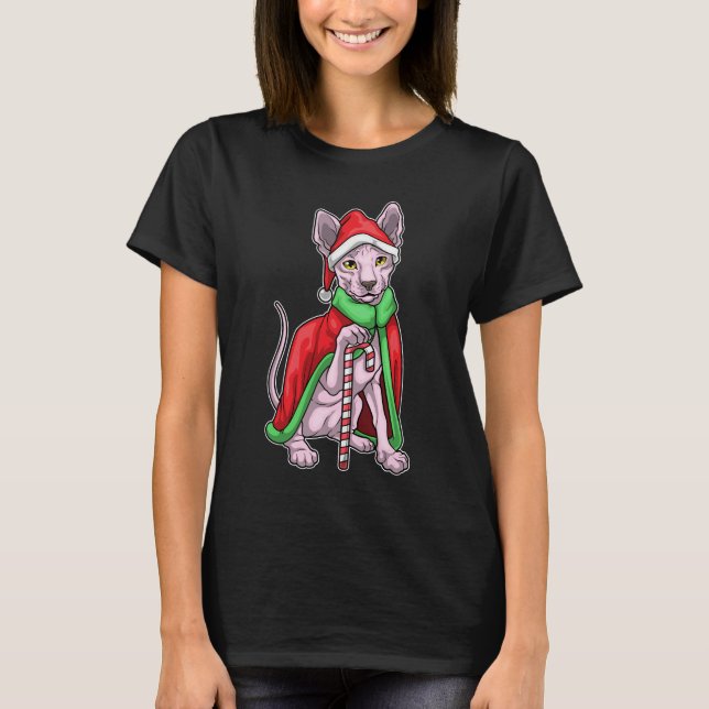 Camiseta Navidades Sphynx Cat Candy (Anverso)