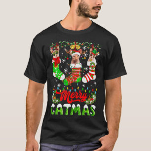 Camiseta Navidades Sphynx Cat Santa Hat Scarf Holiday Cut