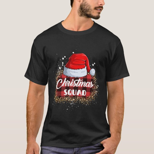 Camiseta Navidades Squad Family Santa Hat Leopard Buffalo (Anverso)