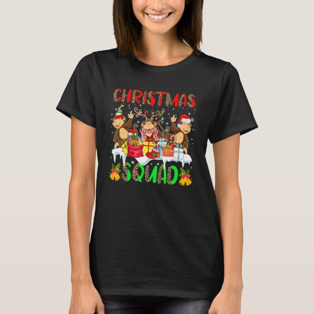 Camiseta Navidades Squad Leopardo Three Santa Reindeer Elf  (Anverso)