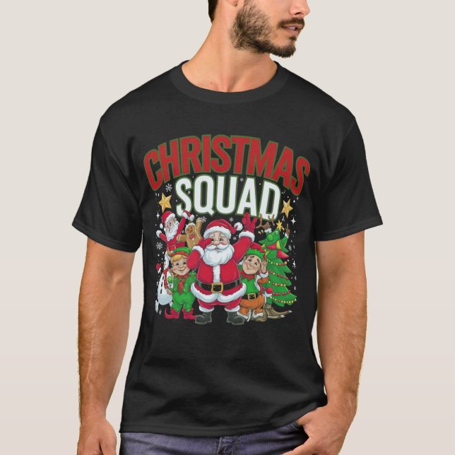 Camiseta Navidades Squad Santa Dabbing Elf Family Pajamas (Anverso)