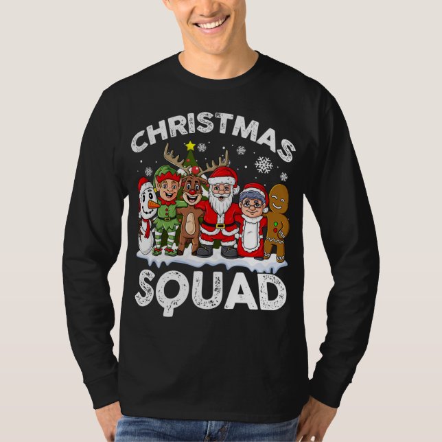 Camiseta Navidades Squad Santa Reindeer Elf Snowman Funny X (Anverso)