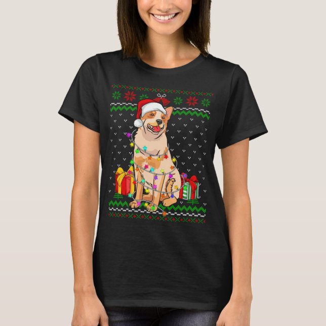 Camiseta Navidades sudorosos iluminan el ganado australiano (Anverso)