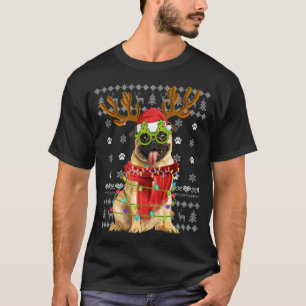 Camiseta Navidades suéteres feos alumbran Perro Pug Perro P