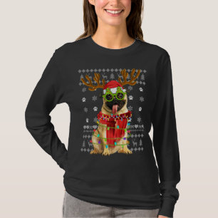 Camiseta Navidades suéteres feos alumbran Perro Pug Perro P