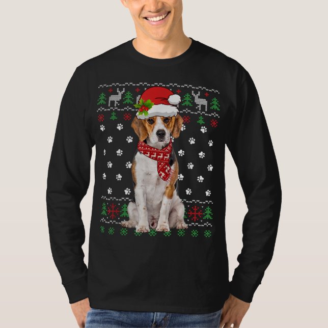 Camiseta Navidades suéteres feos beagle perro cachorro navi (Anverso)