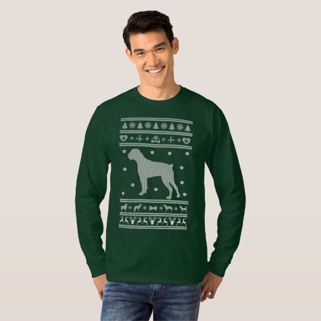 Camiseta Navidades suéteres feos Boxer Dog (Anverso completo)