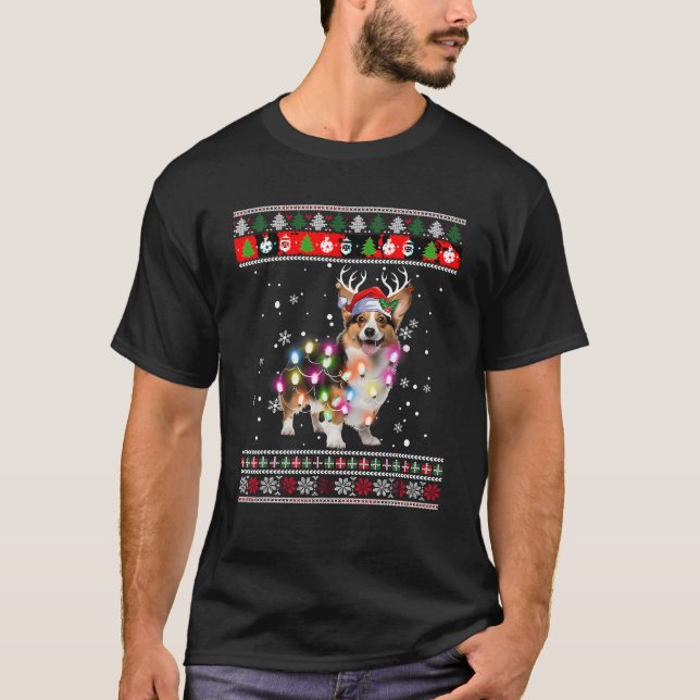 Camiseta Navidades suéteres feos Corgi Perro Papicolau Xmas (Anverso)