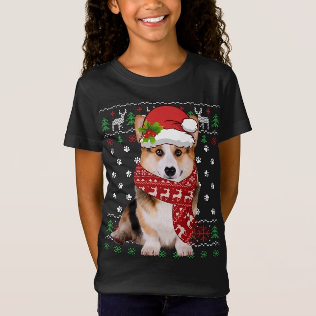 Camiseta Navidades suéteres feos Corgi Perro Papicolau Xmas (Anverso)
