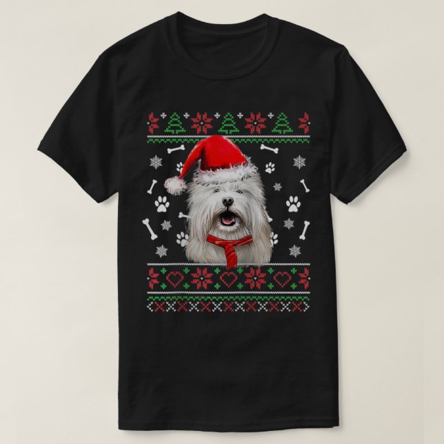 Camiseta Navidades suéteres feos Coton De Tulear Santa Hat  (Diseño del anverso)