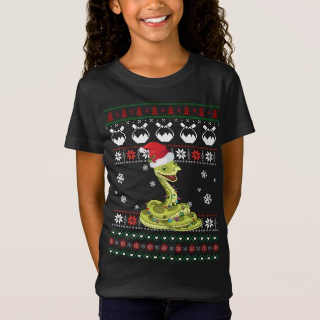 Camiseta Navidades suéteres feos de serpientes suaves encie (Anverso)