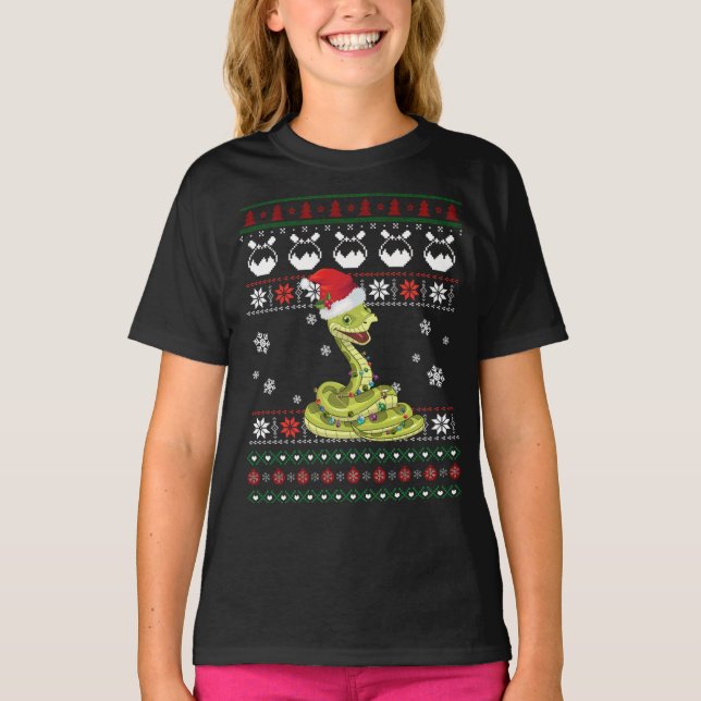 Camiseta Navidades suéteres feos de serpientes suaves encie (Anverso)