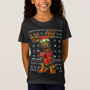 Camiseta Navidades suéteres feos iluminan caca de perro rot