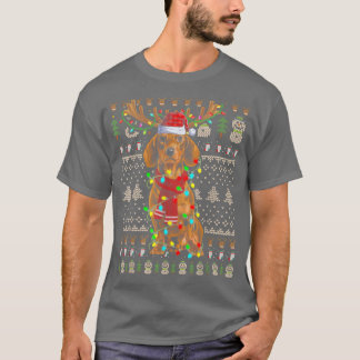 Camiseta Navidades suéteres feos iluminan dachshund