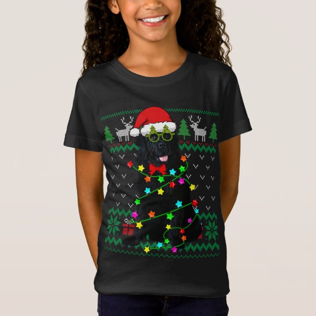 Camiseta Navidades suéteres feos iluminan la cría de perros (Anverso)