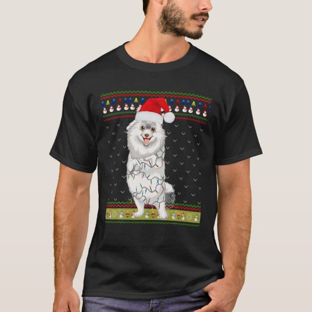 Camiseta Navidades suéteres feos iluminan perro de Coton de (Anverso)