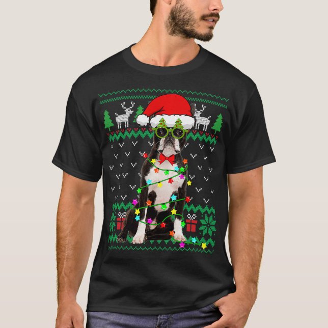 Camiseta Navidades suéteres feos iluminan Perro Terrible de (Anverso)