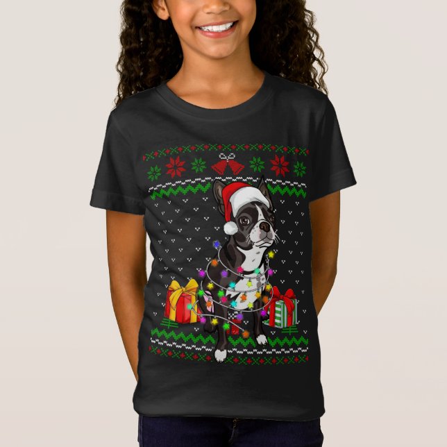 Camiseta Navidades suéteres feos iluminan Perro Terrier de  (Anverso)
