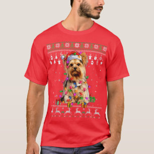 Camiseta Navidades suéteres feos iluminan Yorkshire Terrier