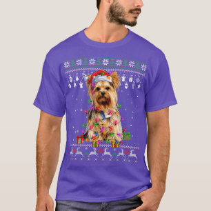 Camiseta Navidades suéteres feos iluminan Yorkshire Terrier