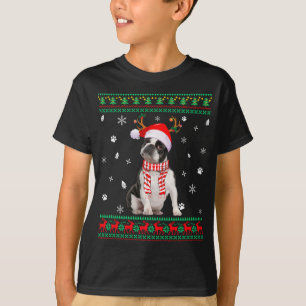 Camiseta Navidades suéteres feos Perro de Boston Santa Re