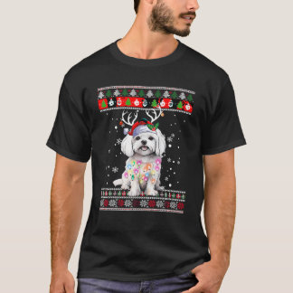 Camiseta Navidades suéteres feos Perro maltés Papi Xmas Paj