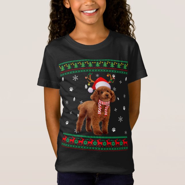 Camiseta Navidades suéteres feos Perro Santa Rina (Anverso)