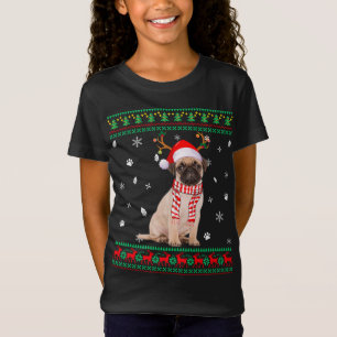 Camiseta Navidades suéteres feos Pug Dog Santa Reindee