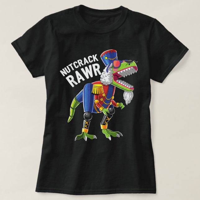 Camiseta Navidades T Rex Dinosaur Nutcracker Nutcracker Gif (Diseño del anverso)