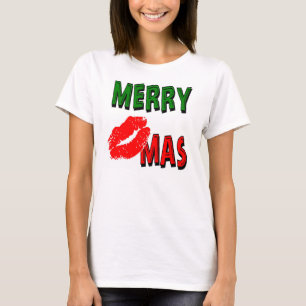 Camiseta NAVIDADES T-SHIRT alegres kissmas, lápiz labial,