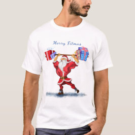 Camiseta Navidades T-Shirt Bodybuilder Santa con regalos