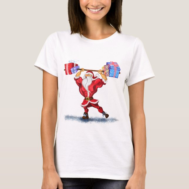 Camiseta Navidades T-Shirt Bodybuilder Santa con regalos Di (Anverso)