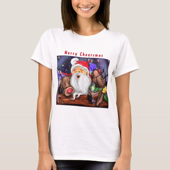 Camiseta Navidades T-Shirt Santa y renos - Diversión (Anverso)