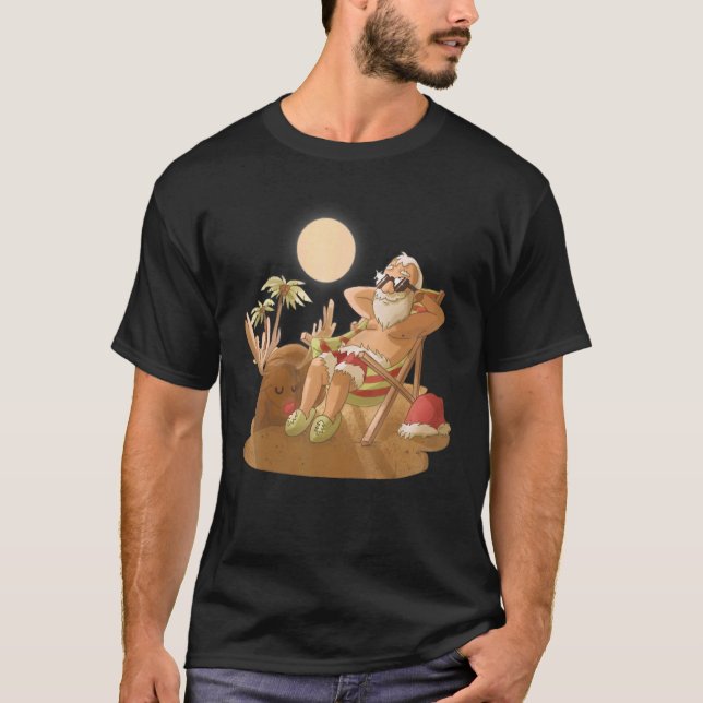 Camiseta Navidades Tan En Julio En Santa Reindeer Beber Ha (Anverso)