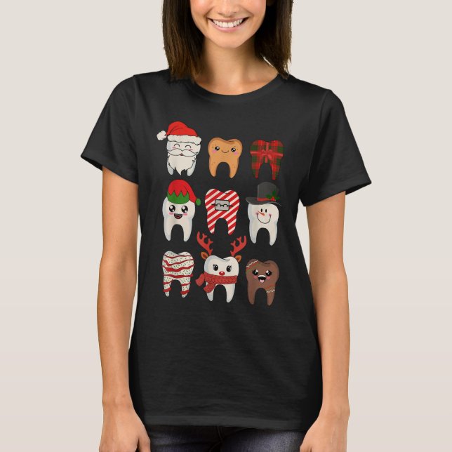 Camiseta Navidades Teeth Dentist Xmas Reindeer Santa Squad (Anverso)