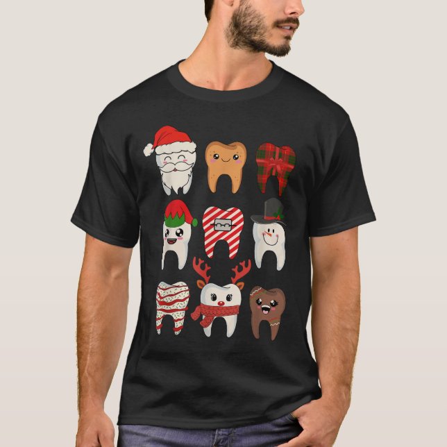 Camiseta Navidades Teeth Dentist Xmas Reindeer Santa Squad (Anverso)