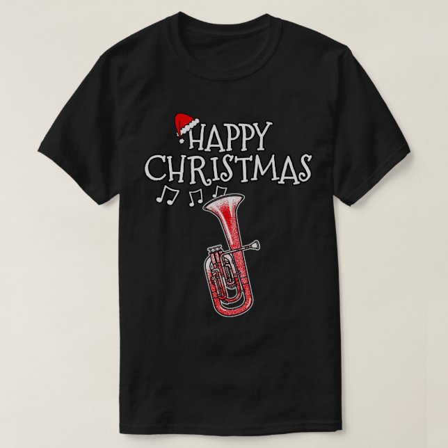 Camiseta Navidades Tenor Horn Brass Músico Santa Hat Xmas (Diseño del anverso)