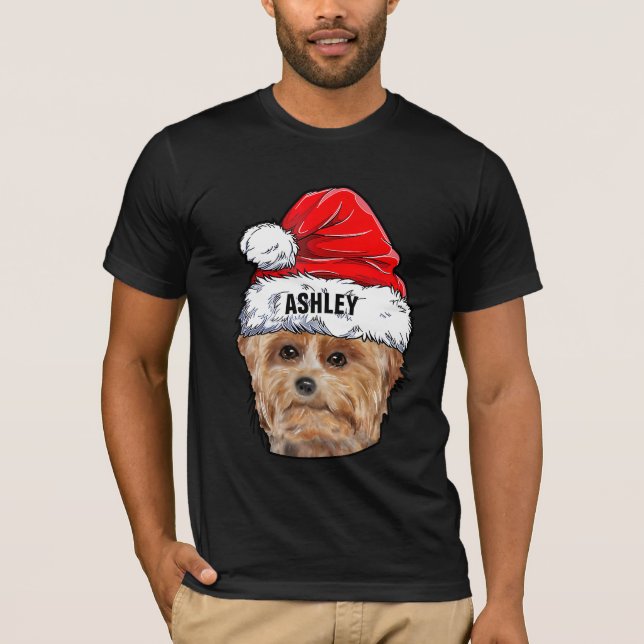 Camiseta Navidades Terrier de Cute Yorkshire Gorra Dog Big (Anverso)