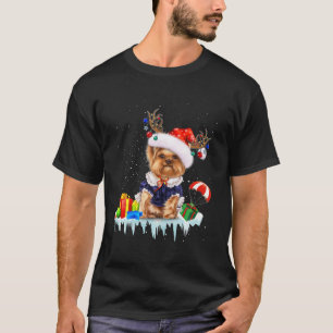 Camiseta Navidades Terrier de Yorkshire Perro reno Santa Pa