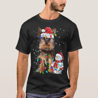 Camiseta Navidades Terrier de Yorkshire Santa Hat Xmas Luce