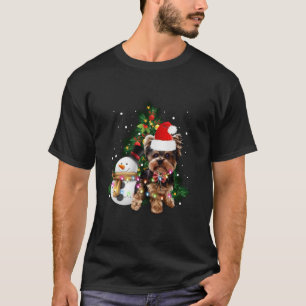 Camiseta Navidades Terrier de Yorkshire Santa Hat Xmas Luce